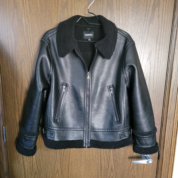 NWOT Super Soft Black Express Black Bomber Jacket Size Large - Picture 8 of 11